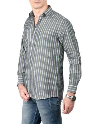 grey cotton striped casual shirt - 13449958 - Standard Image - 2