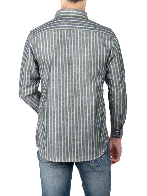 grey cotton striped casual shirt - 13449958 - Zoom Image - 3