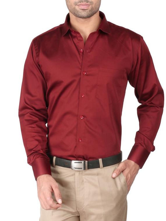 red cotton formal shirt - 13449969 - Zoom Image - 1