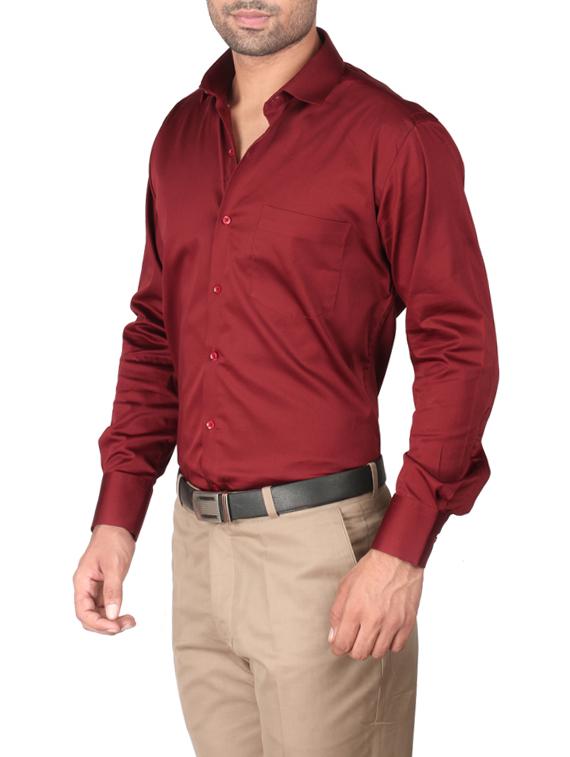 red cotton formal shirt - 13449969 - Zoom Image - 2