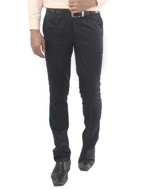 navy blue polyester flat front trousers formal - 13450267 - Standard Image - 1