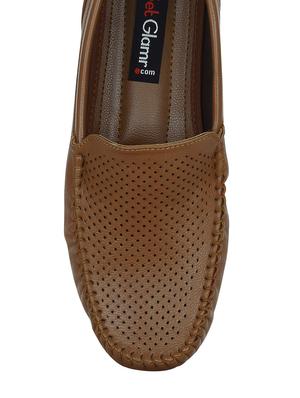 tan leatherette slip on loafer - 13451173 - Standard Image - 4