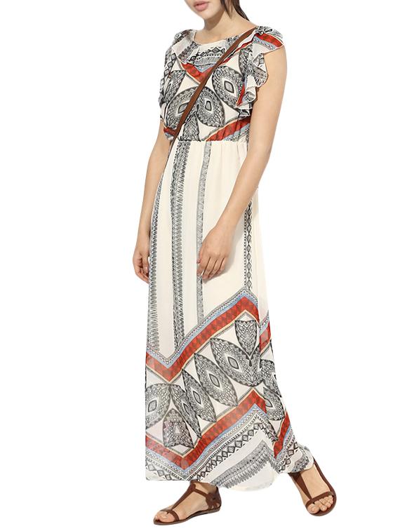 printed ruffle trim maxi dress - 13454985 - Zoom Image - 2