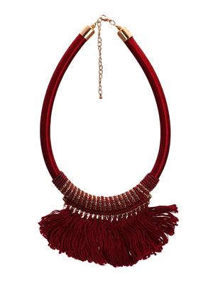 Women'S Maroon Tassel Necklace - 13455116 - Standard Image - 2