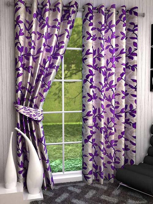 purple polyester printed door curtain - 13460657 - Standard Image - 1
