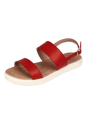 red leatherette back strap sandals - 13460688 - Standard Image - 2