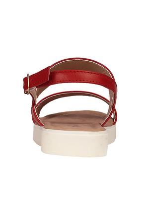 red leatherette back strap sandals - 13460688 - Standard Image - 3