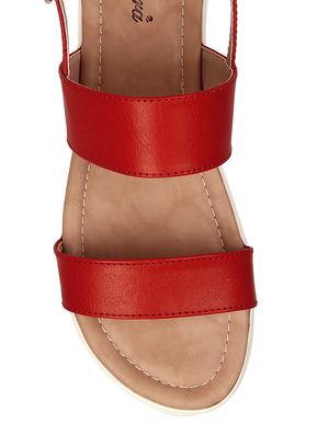 red leatherette back strap sandals - 13460688 - Standard Image - 4