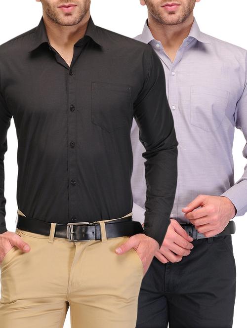 multi colored set of 2 cotton formal shirt - 13463919 - Very Small Image - 1
