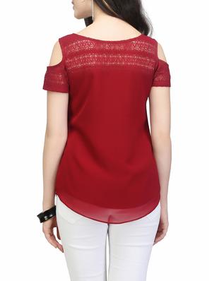 cold shoulder laced top - 13464043 - Standard Image - 3