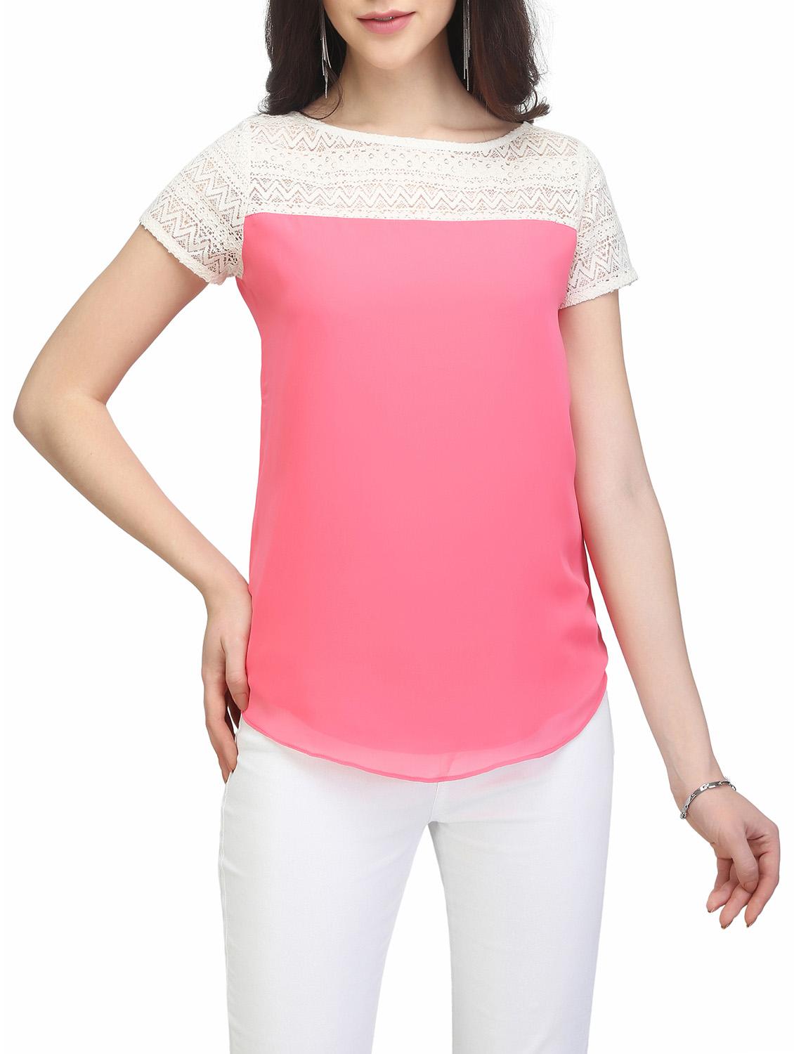 curved hem lace panel top - 13464048 - Zoom Image - 1