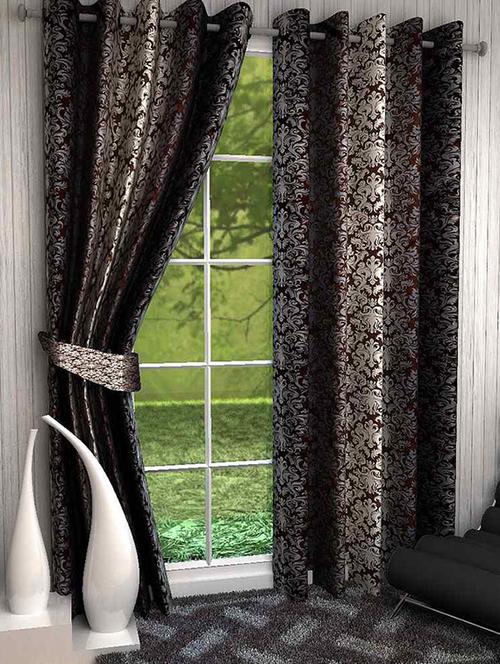 black polyester printed door curtain - 13464557 - Standard Image - 1