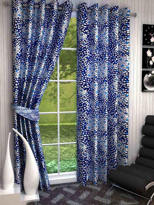 Blue Polyester Printed Door Curtain - 13464584 - Standard Image - 1