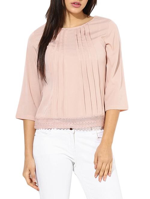pleated neck elasticated hem top - 13464673 - Standard Image - 1