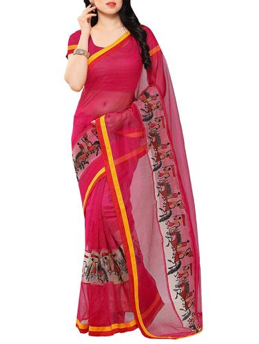 pink woven warli emroidered saree with blouse - 13465497 - Very Small Image - 1