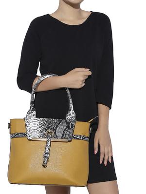 yellow leatherette handbag - 13466006 - Standard Image - 5