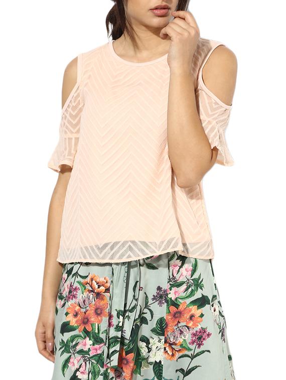 cold shoulder embroidered layered top - 13466628 - Zoom Image - 1