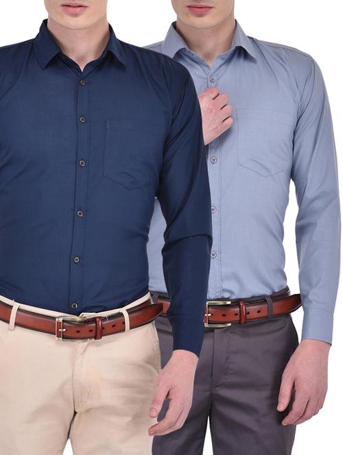 blue set of 2 cotton blend formal shirt - 13470412 - Standard Image - 1