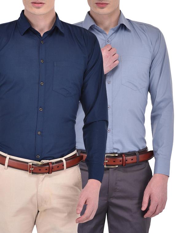 blue set of 2 cotton blend formal shirt - 13470412 - Zoom Image - 1