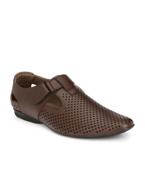 brown leather slip on sandal - 13473950 - Standard Image - 1