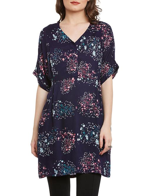 navy blue printed rayon tunic - 13480482 - Standard Image - 1