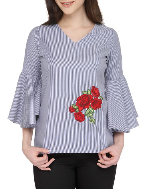 blue cotton regular top - 13480851 - Standard Image - 1