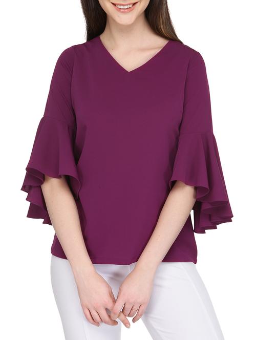 bell sleeved solid top - 13480852 - Standard Image - 1