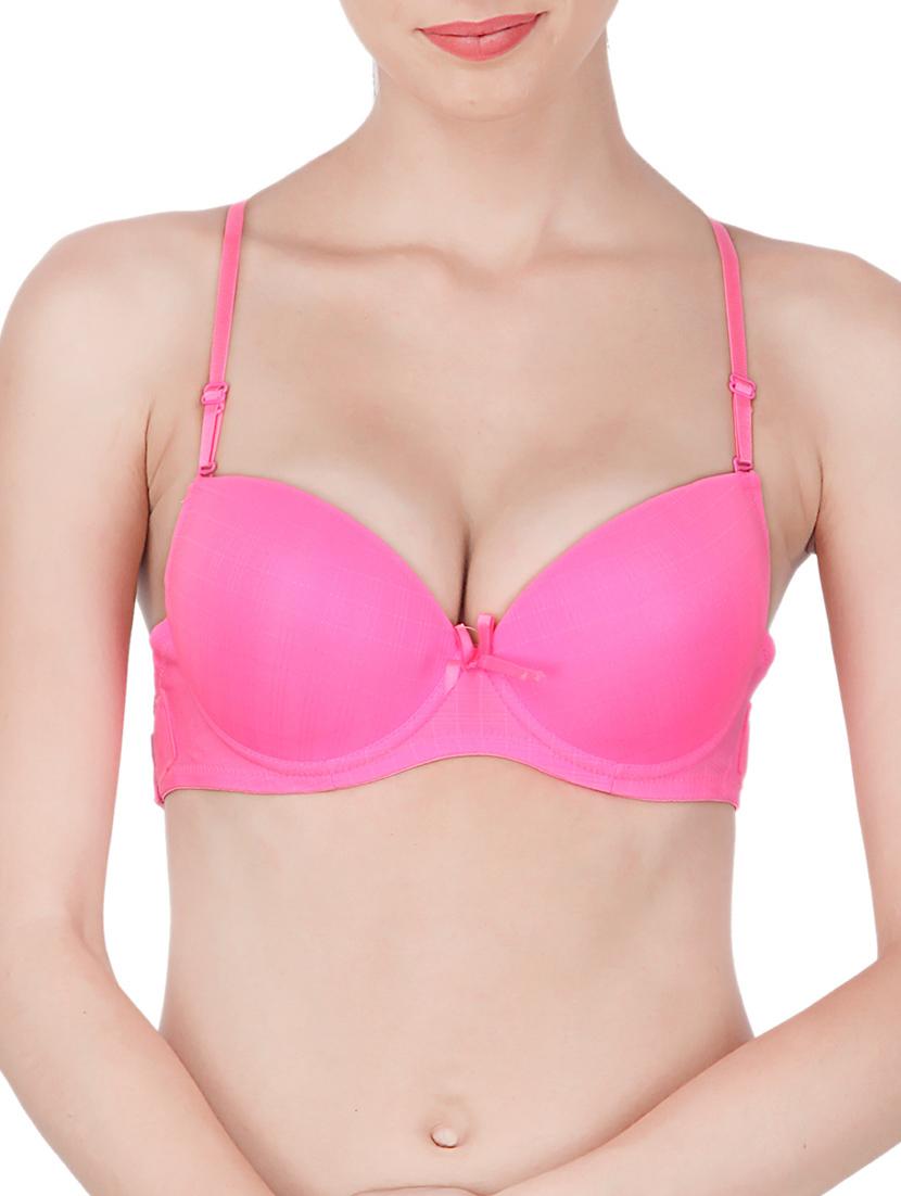 pink nylon push up bra