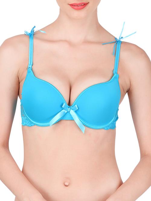 bow patch laced plunge bra - 13481752 - Standard Image - 1