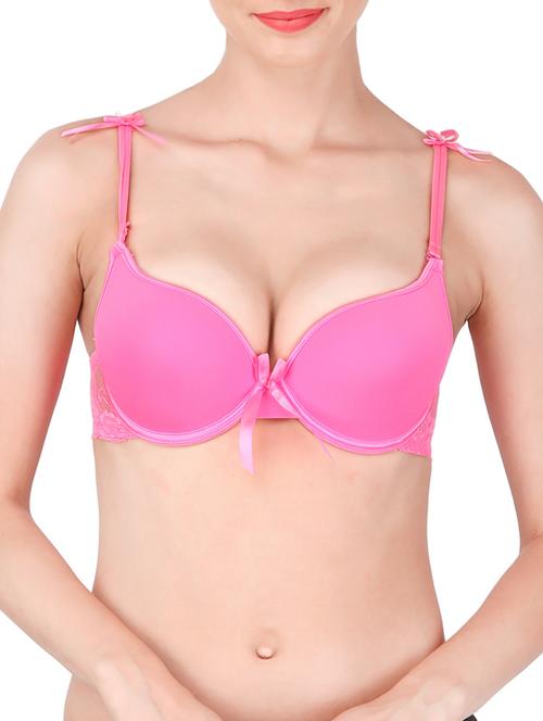 bow patch laced plunge bra - 13481753 - Very Small Image - 1