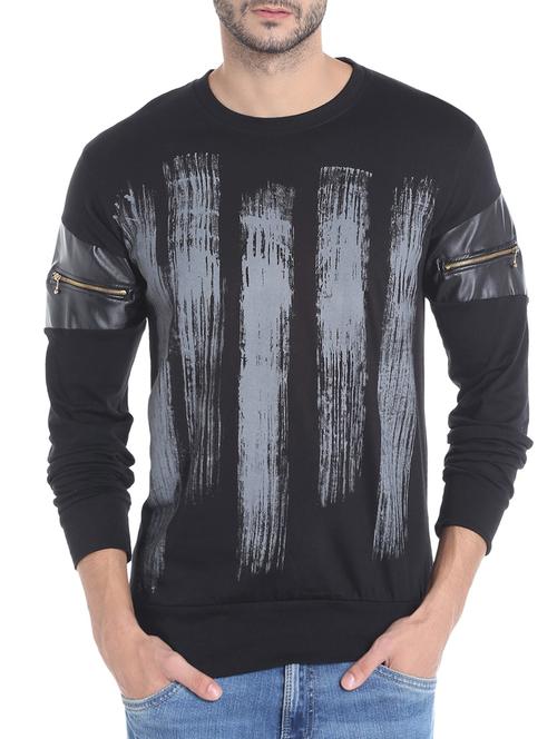 black cotton front print t-shirt - 13482132 - Standard Image - 1