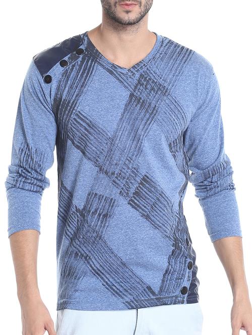 blue cotton front print t-shirt - 13482143 - Standard Image - 1