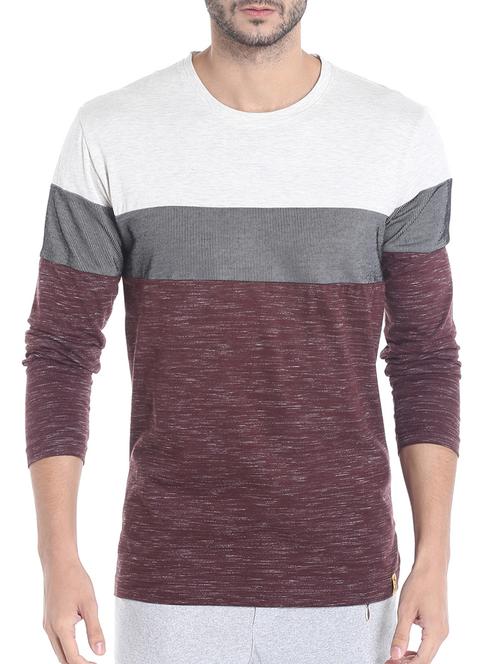 maroon cotton cut & sew t-shirt - 13482153 - Standard Image - 1