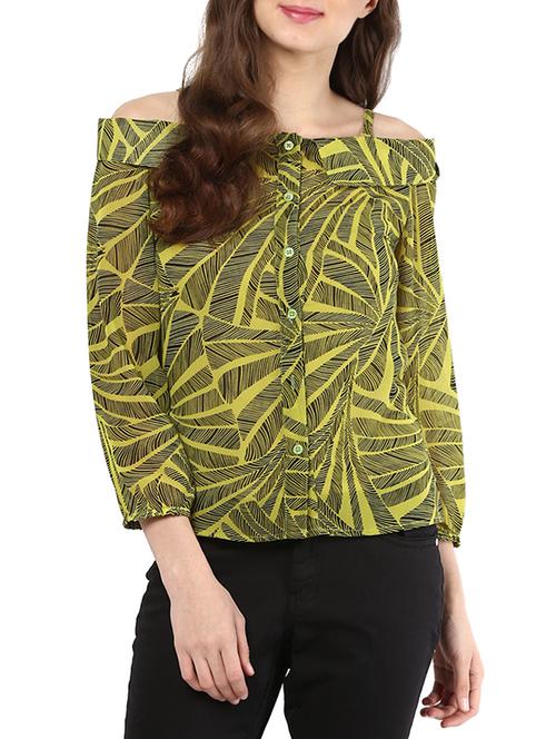 yellow poly georgette top - 13482472 - Very Small Image - 1