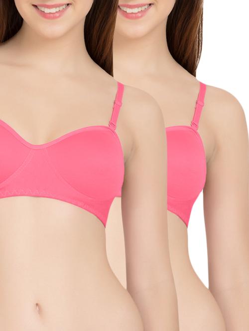 set of 2 pink cotton bras - 13532724 - Standard Image - 1