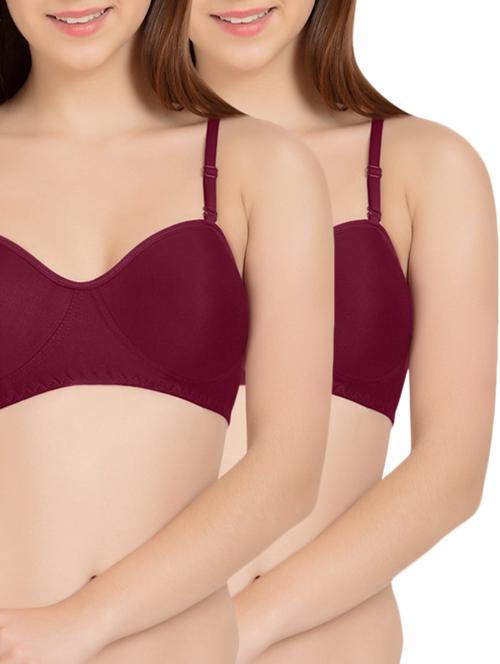 set of 2 maroon cotton bras - 13532732 - Standard Image - 1