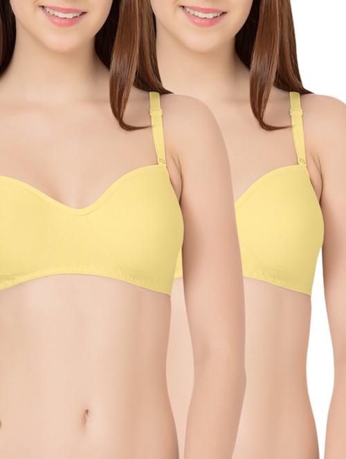 set of 2 yellow cotton bras - 13532736 - Standard Image - 1