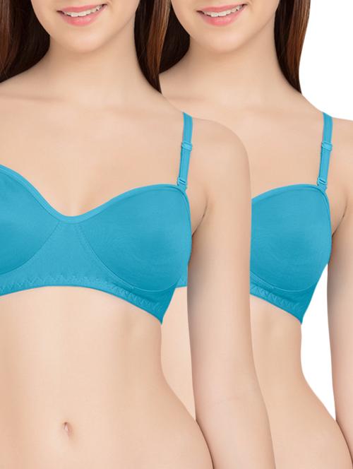 set of 2 blue cotton bras - 13532737 - Standard Image - 1