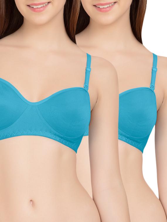 set of 2 blue cotton bras - 13532737 - Zoom Image - 1
