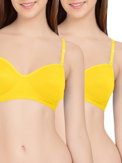 set of 2 yellow cotton bras - 13532740 - Standard Image - 1