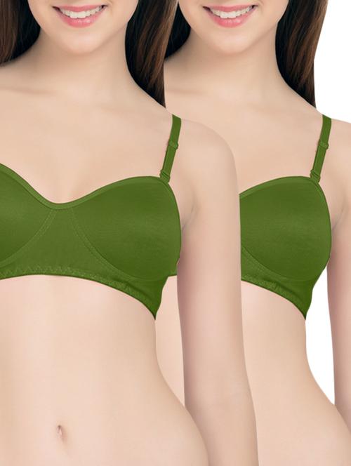 set of 2 green cotton bras - 13532743 - Standard Image - 1