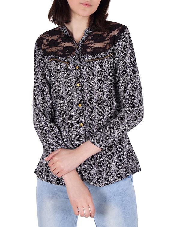 black viscose regular shirt - 13538257 - Zoom Image - 1