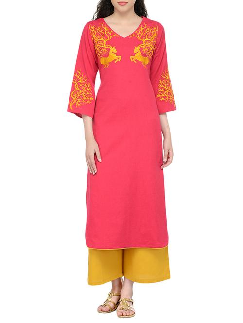 embroidered straight kurta - 13549952 - Standard Image - 1