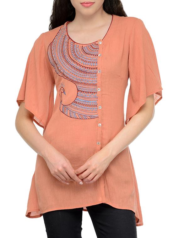 orange crepe regular top - 13552407 - Zoom Image - 1