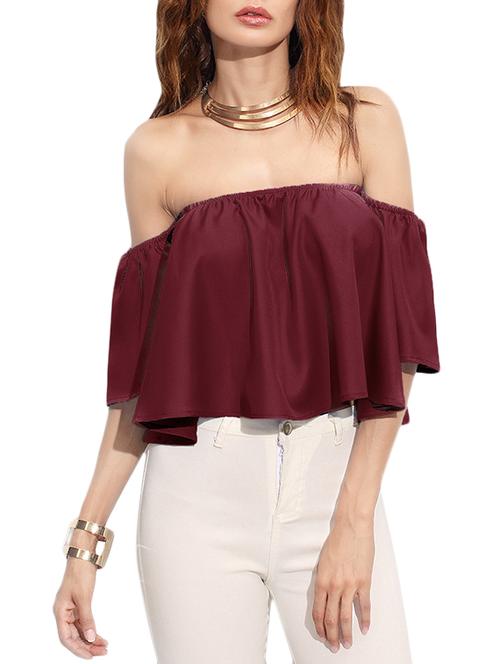 bell sleeved off shoulder crop top - 13552475 - Standard Image - 1