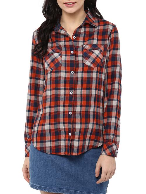 red checkered cotton shirt - 13555719 - Standard Image - 1