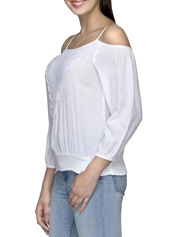white viscose blouson top - 13600000 - Zoom Image - 2