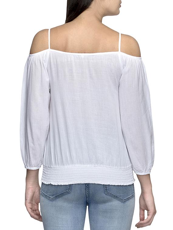 white viscose blouson top - 13600000 - Zoom Image - 3