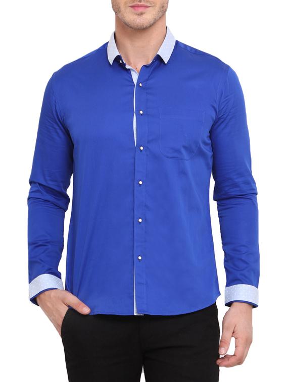 blue cotton casual shirt - 13648868 - Zoom Image - 1