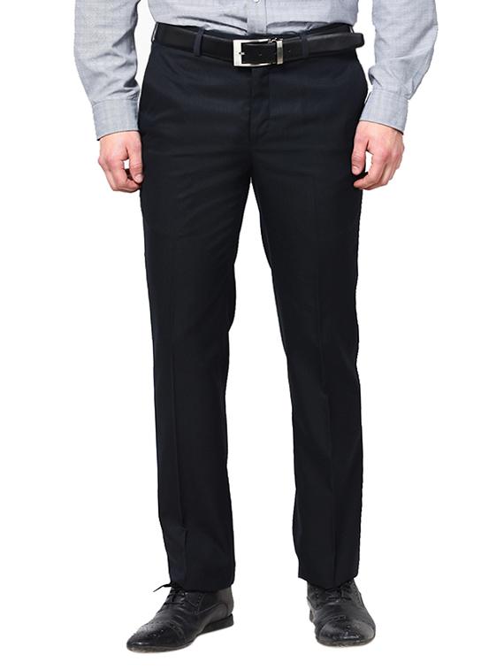 blue cotton blend flat front formal trouser - 13650153 - Zoom Image - 1